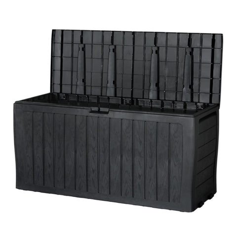 Gardeon Outdoor Storage Box 220L Lockable Organiser Garden Deck Toy Shed Tool Black OSB-220L-ABK