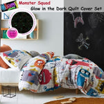 Happy Kids Monster Squad Glow in the Dark Quilt Cover Set Double V442-HIN-QUILTCS-MONSTERSQUAD-MULTI-DS