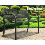 Gardeon Outdoor Garden Bench Seat Steel Outdoor Furniture 2 Seater Park Black GB-STEEL-XG202-BK