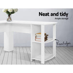 Artiss Computer Desk Shelf L-Shape White 136CM FURNI-N-DESK01-WH-AB