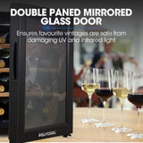 POLYCOOL 33L 12 Bottle Wine Bar Fridge Countertop Cooler Compressor Mirrored Glass Door, Black V219-APPWCLPY1TKA