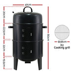 Grillz BBQ Grill 3-In-1 Charcoal Smoker BBQ-SMOKER-3IN1