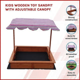 Kids Wooden Toy Sandpit with Adjustable Canopy V63-817133