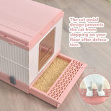 YES4PETS XL Portable Cat Toilet Litter Box Tray Foldable House with Handle and Scoop Pink V278-AT1001-LITTER-TRAY-PINK