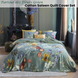 Bedding House Van Gogh Partout des Fleurs Green Cotton Sateen Quilt Cover Set King V442-HIN-QUILTCS-PARTOUTDESFLEURS-GREEN-KI