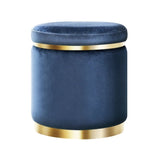 Artiss Ottoman Foot Stool Round Velvet Navy FS-B-675-VEL-NA