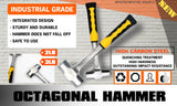 2LB+3LB Steel Hammer Double Octagonal Heavy Duty Solid Forged Rubber Grip Handle V465-97311-2PC