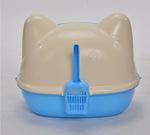 YES4PETS Medium Hooded Cat Toilet Litter Box Tray House With Scoop Blue V278-BP195-M-LITTER-TRAY-BLUE