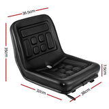 Giantz Tractor Seat Forklift Excavator Universal Suspension Truck Chair PU Leather TS-BACK11F-BK