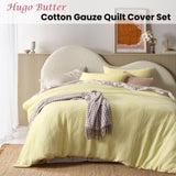 Vintage Design Homewares Hugo Butter Cotton Gauze Quilt Cover Set Super King V442-HIN-QUILTCS-HUGO-BUTTER-SK