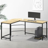 Artiss Computer Desk L-Shape CPU Stand Oak 147CM MET-DESK-L-003-OAK