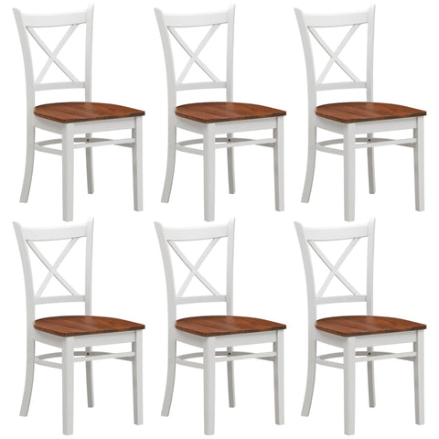 Lupin Dining Chair Set of 6 Crossback Solid Rubber Wood Furniture - White Oak V315-VOD-HOBA-03-6PC-KIT