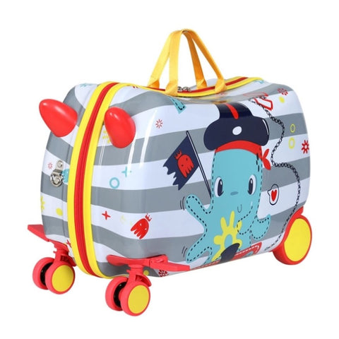 Wanderlite 17" Kids Ride On Luggage Children Suitcase Trolley Travel Octopus LUG-ABS-KIDS-OCT