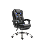 8 Point Massage Chair Executive Office Computer Seat Footrest Recliner Pu Leather Black V255-806-BLACK
