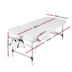 Zenses Massage Table 75cm Portable 3 Fold Aluminium Beauty Bed White MT-ALUM-GA301-WHITE-75