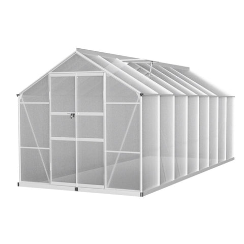 Greenfingers Greenhouse 4.7x2.5x2.26M Double Doors Aluminium Green House Garden Shed GH-ALU-C-470X250-DOU-AB