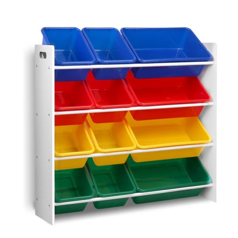 Keezi Kids Toy Box 12 Bins Bookshelf Organiser Children Storage Rack FURNI-G-TOY110-WH