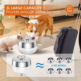 YES4PETS 3L Automatic Electric Pet Water Fountain Dog Cat Stainless Steel Feeder Bowl Dispenser V278-PWS-107-BLACK