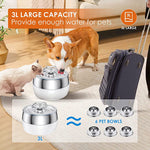 YES4PETS 3L Automatic Electric Pet Water Fountain Dog Cat Stainless Steel Feeder Bowl Dispenser V278-PWS-107-WHITE