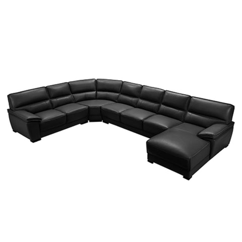 Lounge Set Luxurious 7 Seater Bonded Leather Corner Sofa Living Room Couch in Black with Chaise V43-SOF-HUG-BL