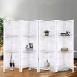 Artiss 8 Panel Room Divider Screen 326x170cm Shelf White RD-B-0590-8P-WH