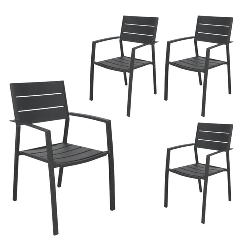 Percy 4pc Set Outdoor Dining Table Chair Aluminium Frame Grey V315-VOUT-ISLA-02-4PC-KIT