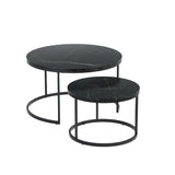 Artiss Nesting Coffee Table Set of 2 Marble Effect Tika FUR-T-COF-MB-BK-AB