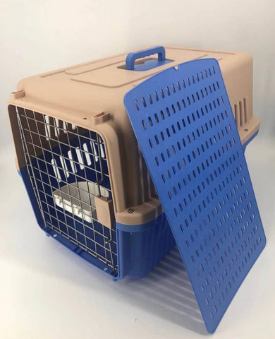 YES4PETS Large Dog Cat Crate Pet Carrier Rabbit Airline Cage With Tray And Bowl Blue V278-AA3_BLUE