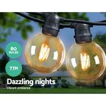 Jingle Jollys 77m LED Festoon Lights Sting Lighting Kits Wedding Outdoor Party LIGHT-B-G80-80-WW