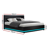 Artiss Bed Frame King Size LED Gas Lift Black LUMI BFRAME-E-LUMI-K-BK-ABC