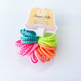 MANGO JELLY Kids Hair Ties - Six Pack V659-HT-3CM-30P-BUBBLY-NEON-THICK-6-L