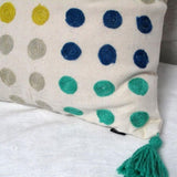 J.Elliot Home Polka Dots Tassel Blue Filled Cushion 43 x 43 cm V442-IDC-CUSHION-POLKATASSEL-BLUE-SQ