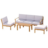 Gardeon 5-Seater Outdoor Sofa Set Wooden Lounge Setting 6PCS ODF-V-SOFA01-TK-ABCDEF