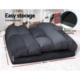 Artiss Floor Lounge Sofa Bed 2-seater Charcoal Suede FLOOR-SBL-200SUE-S-CHA