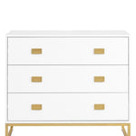 Sarantino Amara Chest of Drawers Tallboy Dresser - White/Gold CHE-90L-05-WHG