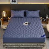 SOGA Blue 138cm Wide Cross-Hatch Mattress Cover Thick Quilted Stretchable Bed Spread Sheet Protector BCOVER4008