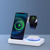 Devanti 4-in-1 Wireless Charger Dock Fast Charging for Phone White WC-A-101-WH