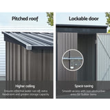 Giantz Garden Shed 1.95x1.31M Sheds Outdoor Storage Steel Workshop House Tool Double Door SHED-FLAT-4X6-BR-ABC