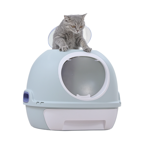 YES4PETS Hooded Cat Toilet Litter Box Tray House With Drawer & Scoop Blue V278-AT1002-3-WINDOWTRAY-BLUE