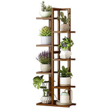 6 Tiers Vertical Bamboo Plant Stand Staged Flower Shelf Rack Outdoor Garden V63-837951