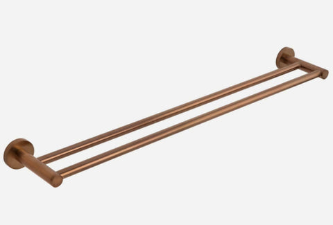 Luxurious Brushed Rose Gold Stainless Steel 304 Towel Rack Rail - Double Bar 600mm V549-600SSDBLTOWCOPPER