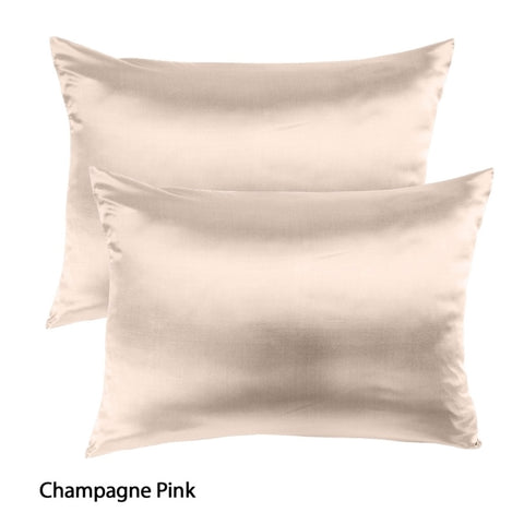 SILK PILLOW CASE TWIN PACK - SIZE: 51X76CM - Champagne Pink ABM-10002250