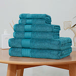 Luxury 6 Piece Soft and Absorbent Cotton Bath Towel Set - Blue V406-TOWPAK05BL