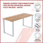 Square-Shaped Table Bench Desk Legs Retro Industrial Design Fully Welded - White V63-834901