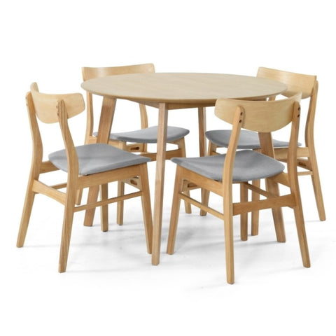 Cusco 5pc Set Dining Set 100cm Round Table 4 Chair Fabric Seat Scandinavian V315-VOD-CUSC-02-5PC-CUSC-04-KIT