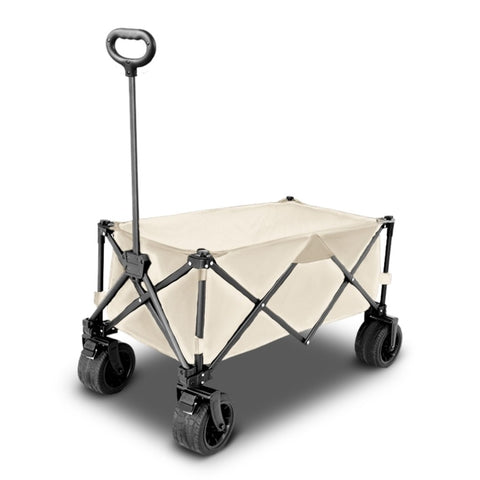 KILIROO Folding Wagon Trolley Cart with Wide Wheels and Rear Tail Gate KR-CPC-102-RJ V227-5227715019060