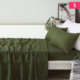 Vintage Design Homewares 100% Linen Olive Sheet Set Single V442-HIN-SHEETS-LINEN-OLIVE-SB