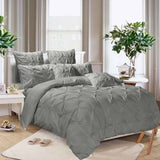 Diamond Pintuck Queen Size Grey Duvet Quilt Cover Set V493-ZQ-06