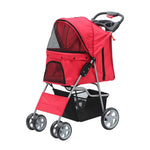 Pet Stroller Pram - Dog or Cat Red 4 Wheeled Folding Travel Buggy Pushchair V238-SUPDZ-39891978420304