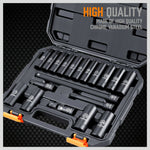 19Pc Deep Socket Set Impact 1/2" Drive Extension Bars Flexible Adapter 10-24mm V465-96021-AU-2